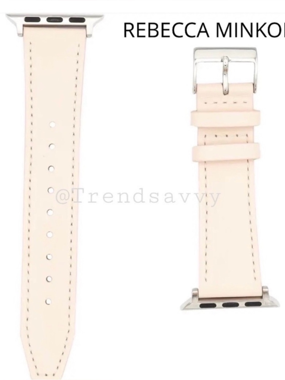 Rebecca Minkoff Pink Silver Apple Watch Leather Band 38MM 40MM Replacement Strap